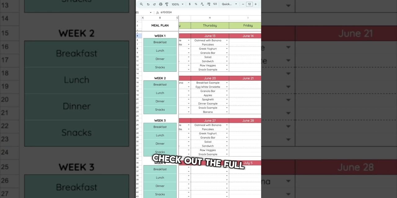 Meal Planning made easy – How to create a Meal Calendar Google Sheets Tutorial #mealprep #mealplan