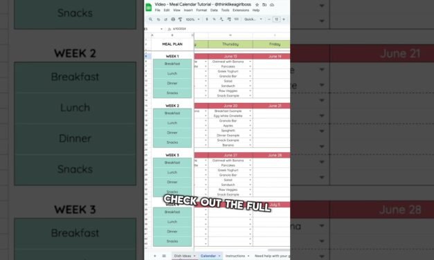 Meal Planning made easy – How to create a Meal Calendar Google Sheets Tutorial #mealprep #mealplan