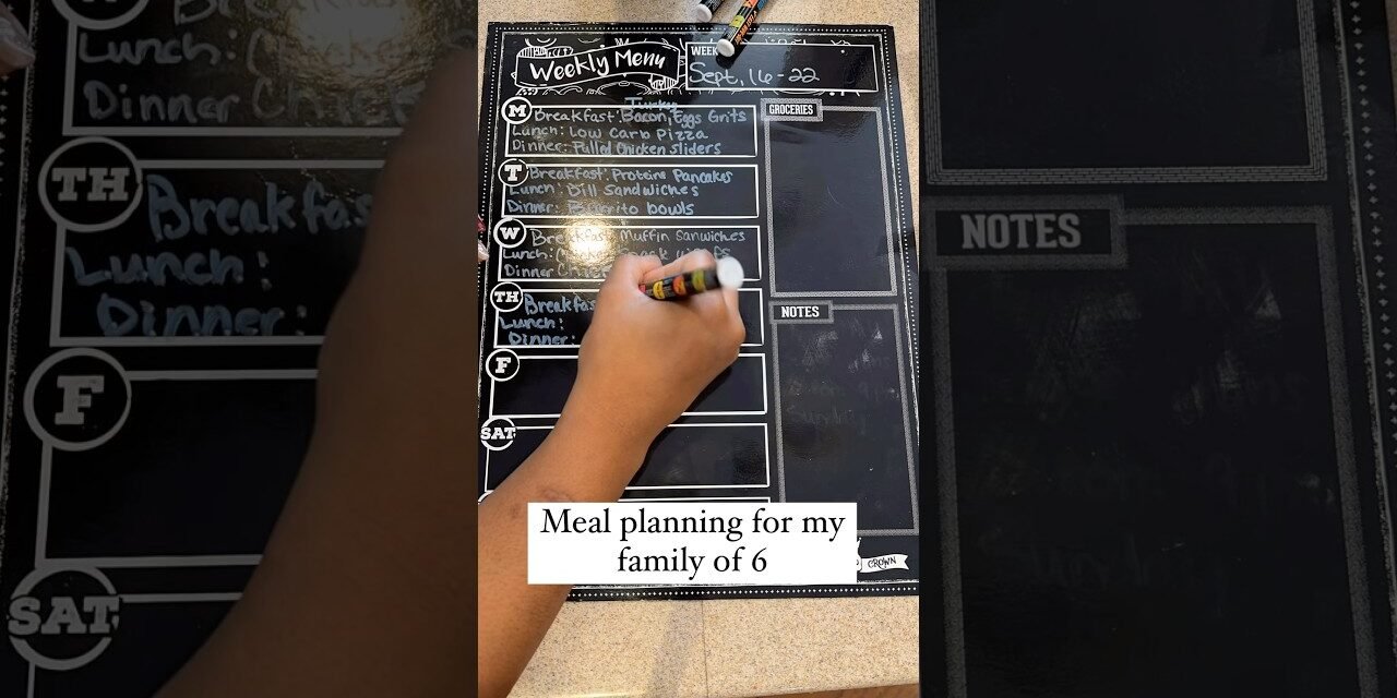 Weekly Meal Planning Family of 6 #easydinnerideas #mealplan #mealprep #productivitytips #momhacks